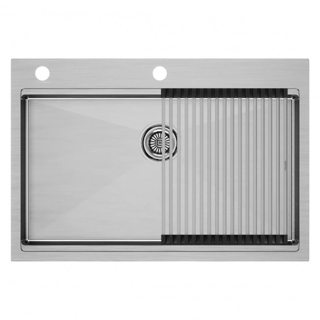 Кухонная мойка PAULMARK KRONER-PRO 75 PM707551-BS + ролл-мат PRO стальной/брашированная сталь