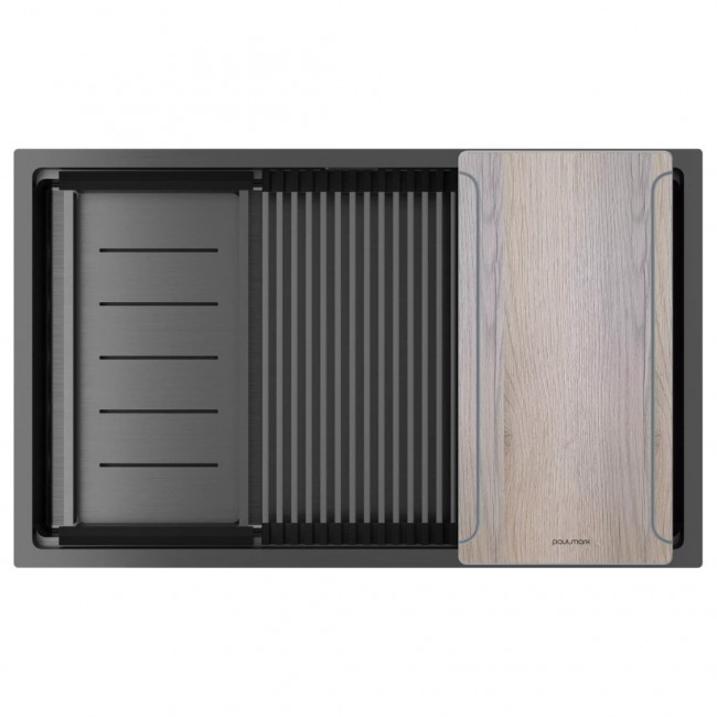 Кухонная мойка PAULMARK NEXT-MULTI SINK 74 UNI PM787445-GM (вороненая сталь)