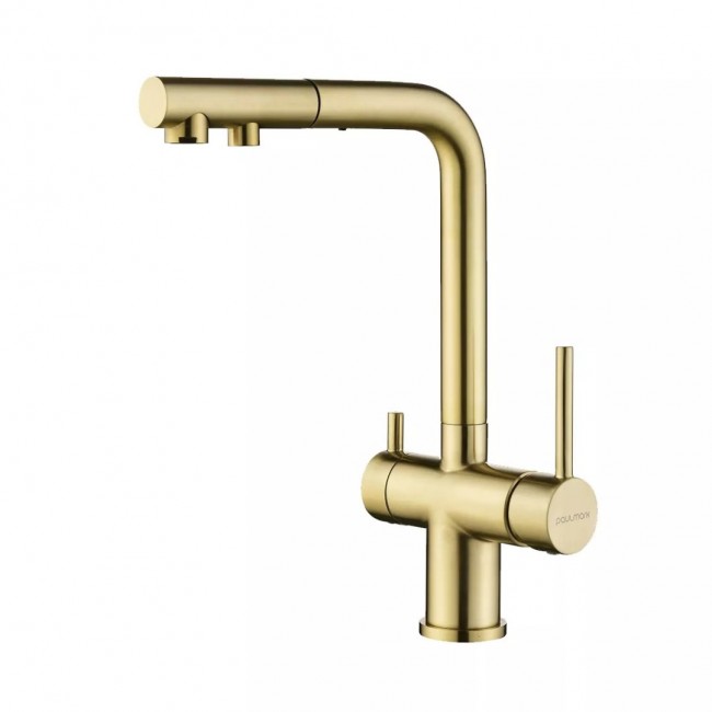 Смеситель PAULMARK SERPENTINE Se213222-LG светлое золото