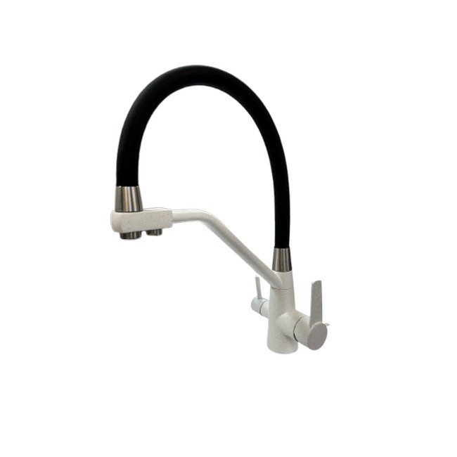 Смеситель матовый MARRBAXX (Карельский камень) КМ014/Q7 (белый/хлопок)